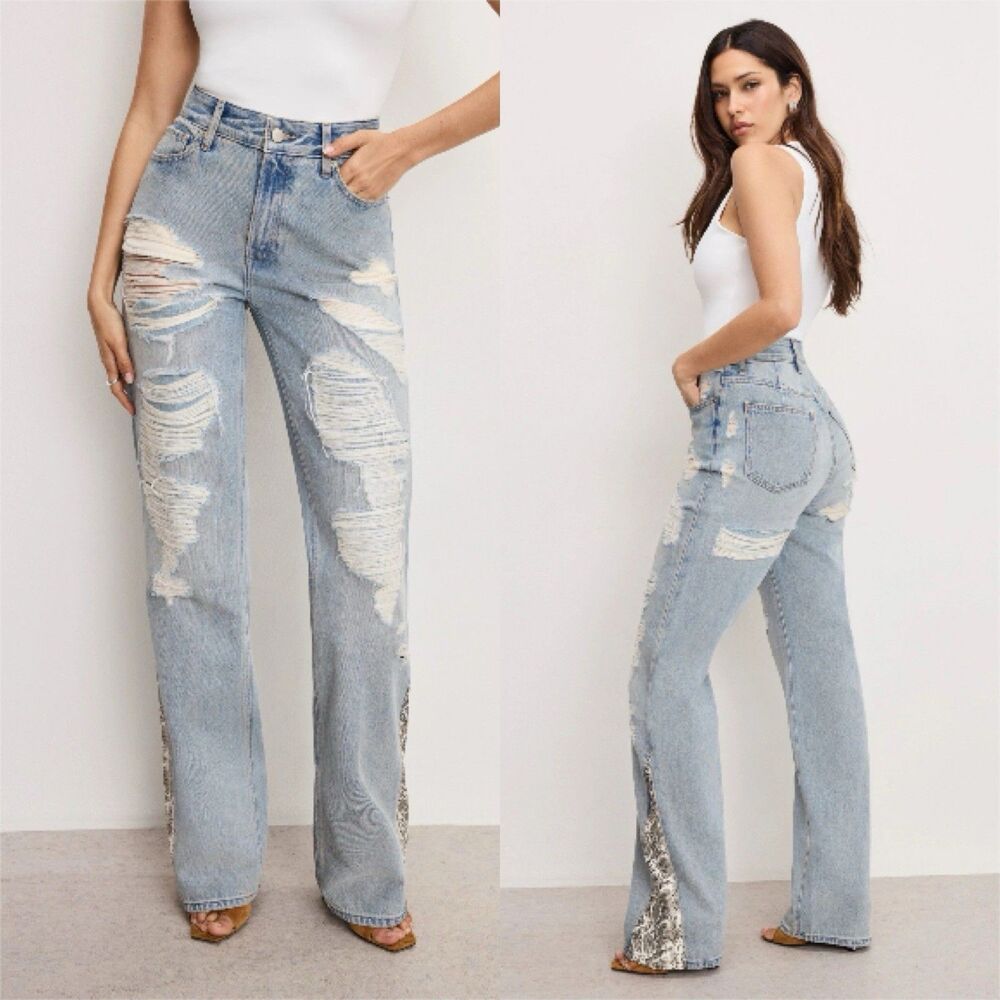 Good American Women’s Khloe Jean 14 / 32” Super High-Rise Indigo Straight Jeans